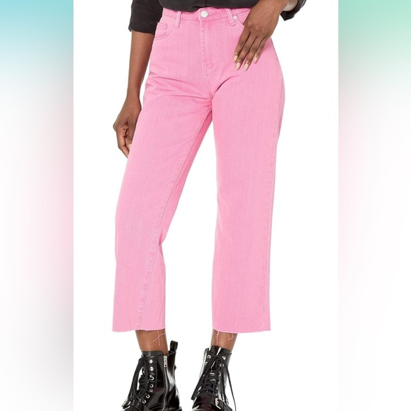 Blank NYC Pink The Baxter Ribcage Straight Leg pink 31 raw hem - Picture 1 of 6